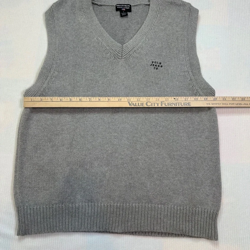 Polo Jeans Co‎ Ralph Lauren Mens Gray Cotton V-Neck Sweater Vest Large RN67437